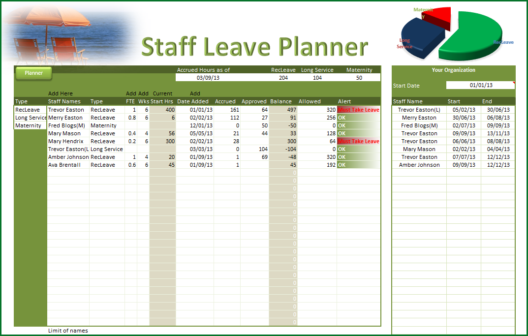 Annual Leave Planner Template planner template free