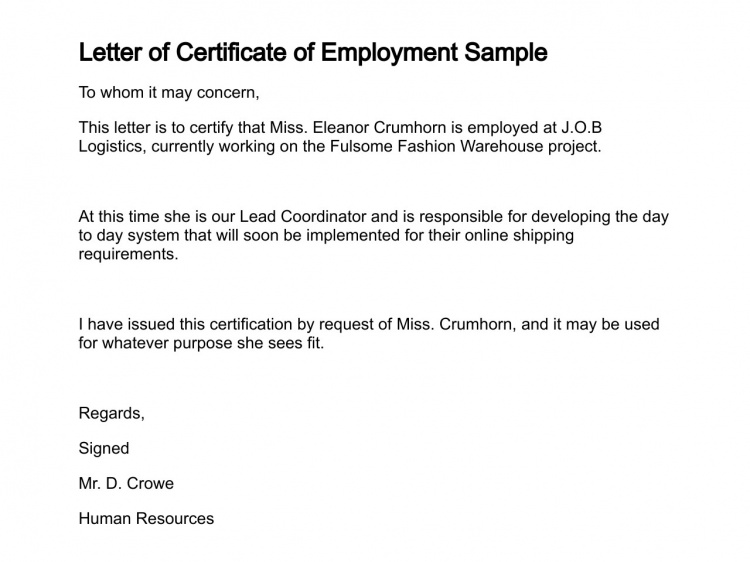 Certificate Of Employment Currently Employed Planner Template Free