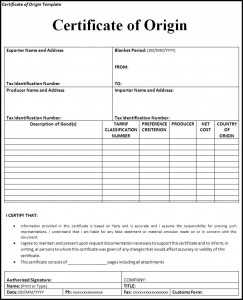 Certificate of origin template Free Formats Excel Word