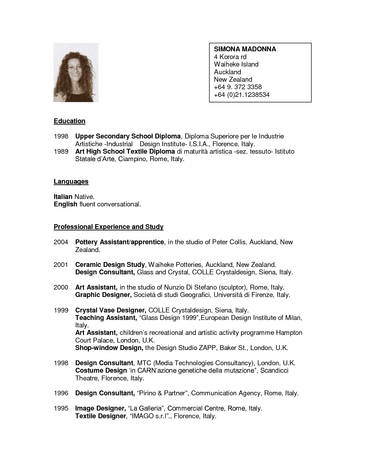 student cv template for first job