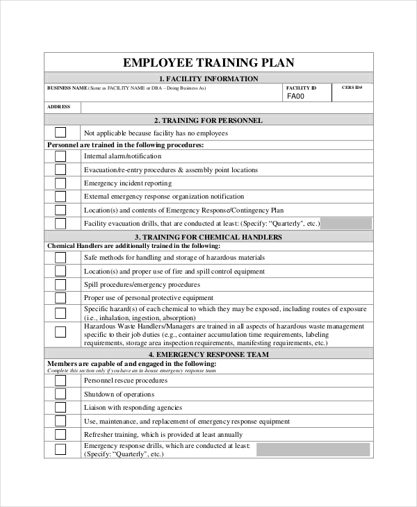 Individual Employee Training Plan Template Planner Template Free