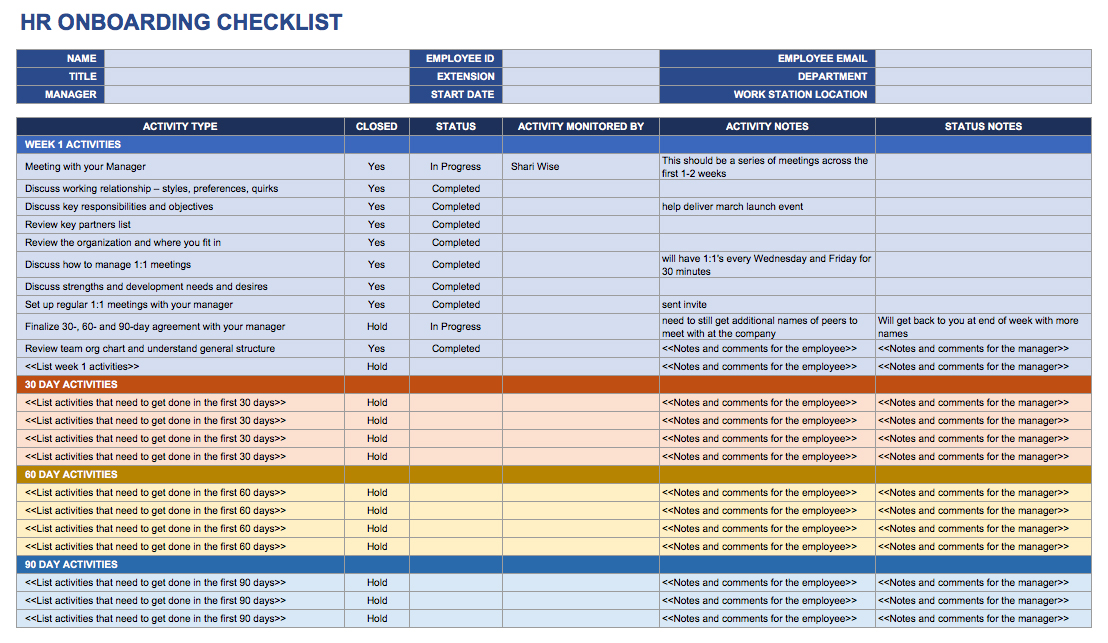 Onboarding Schedule Template planner template free