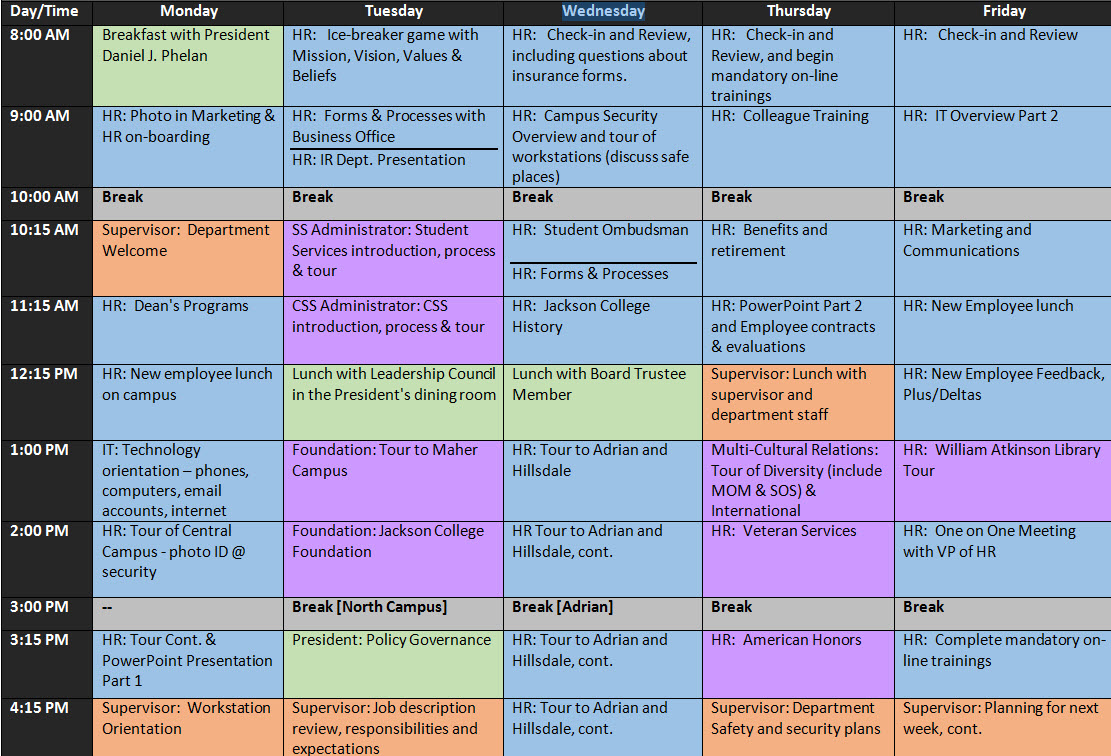 Onboarding Schedule Template Planner Template Free