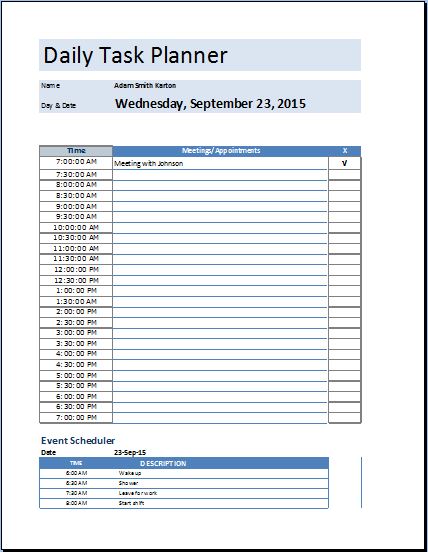 Task Planner Template Planner Template Free