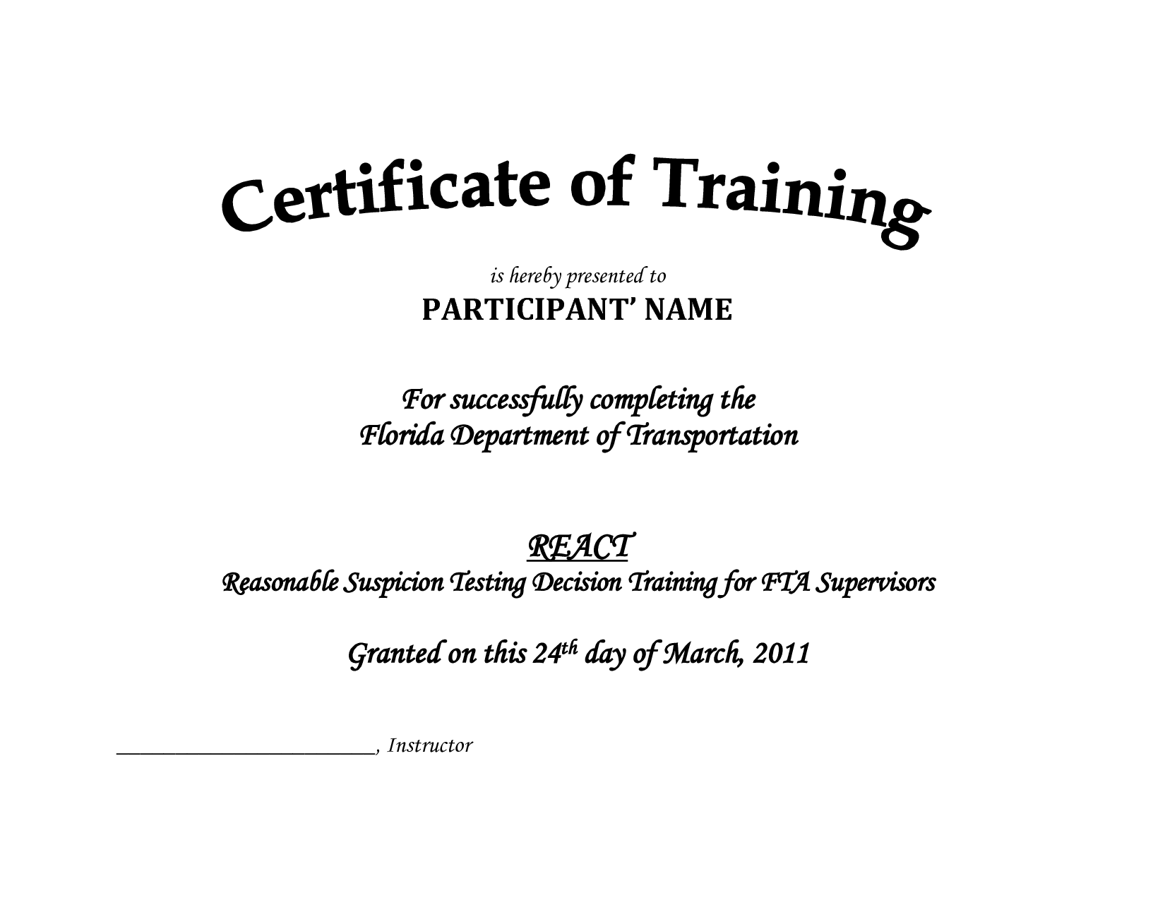 Training Certificate Template Doc Planner Template Free