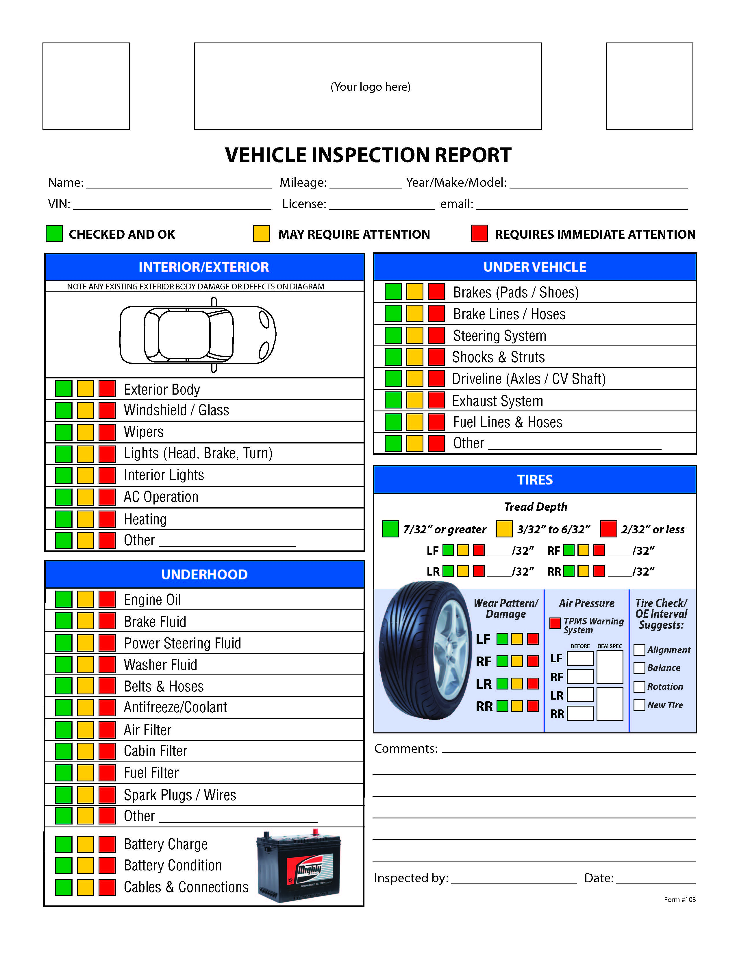 Vehicle Service Sheet Template Planner Template Free