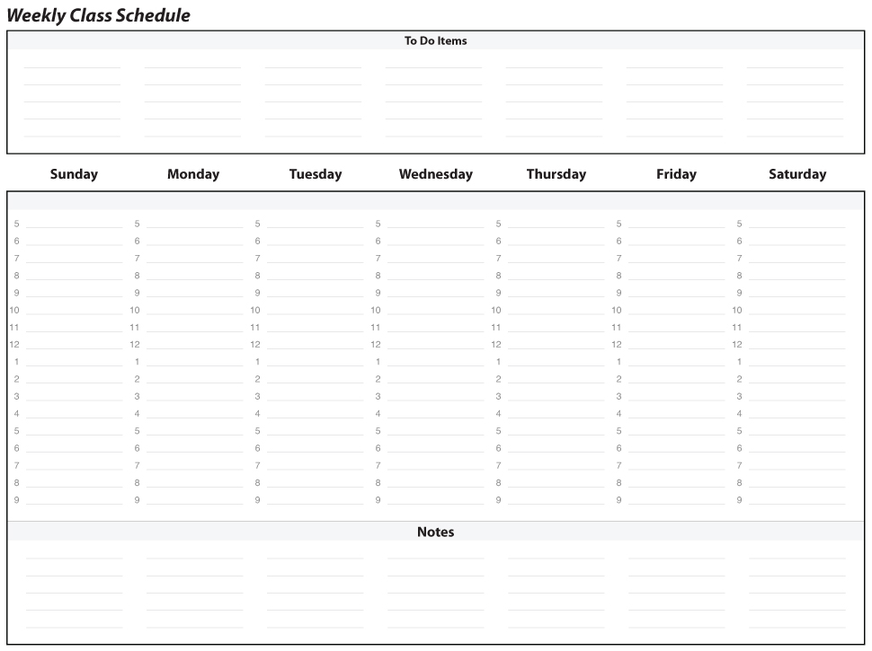 Weekly Class Schedule Maker Planner Template Free