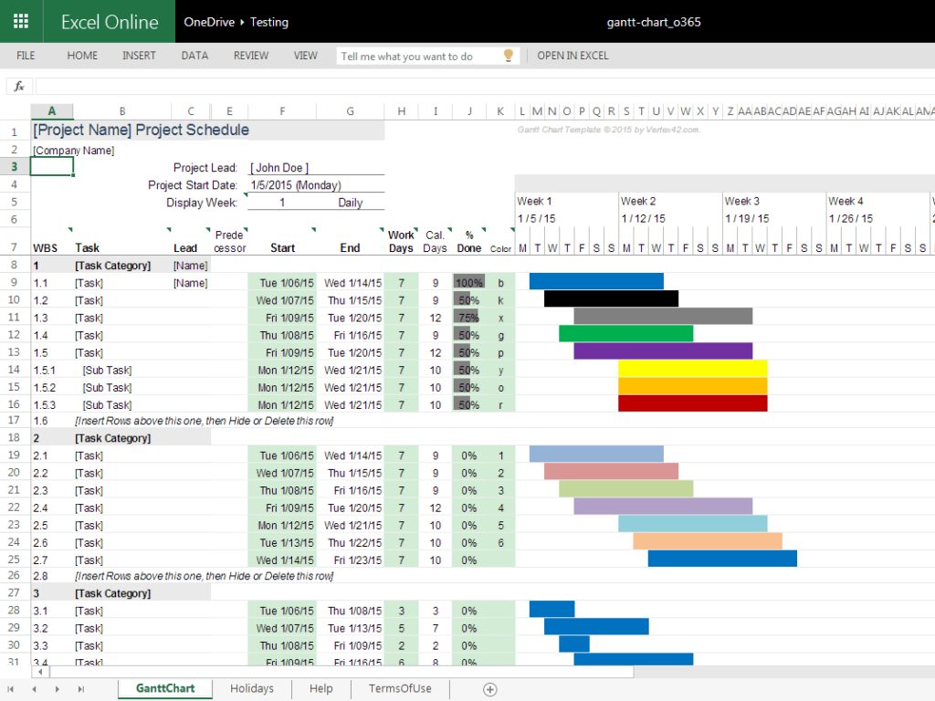 project planner advanced excel template download