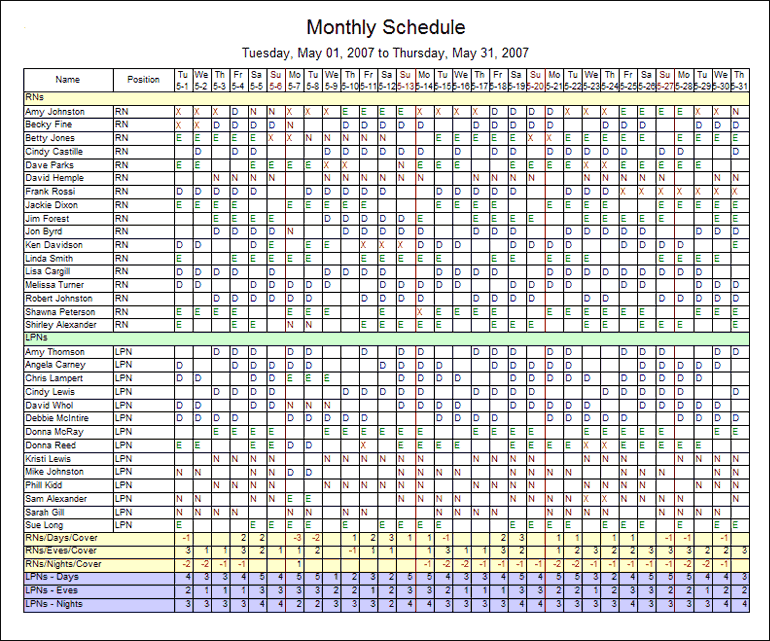 Monthly Employee Schedule Template Excel Planner Template Free