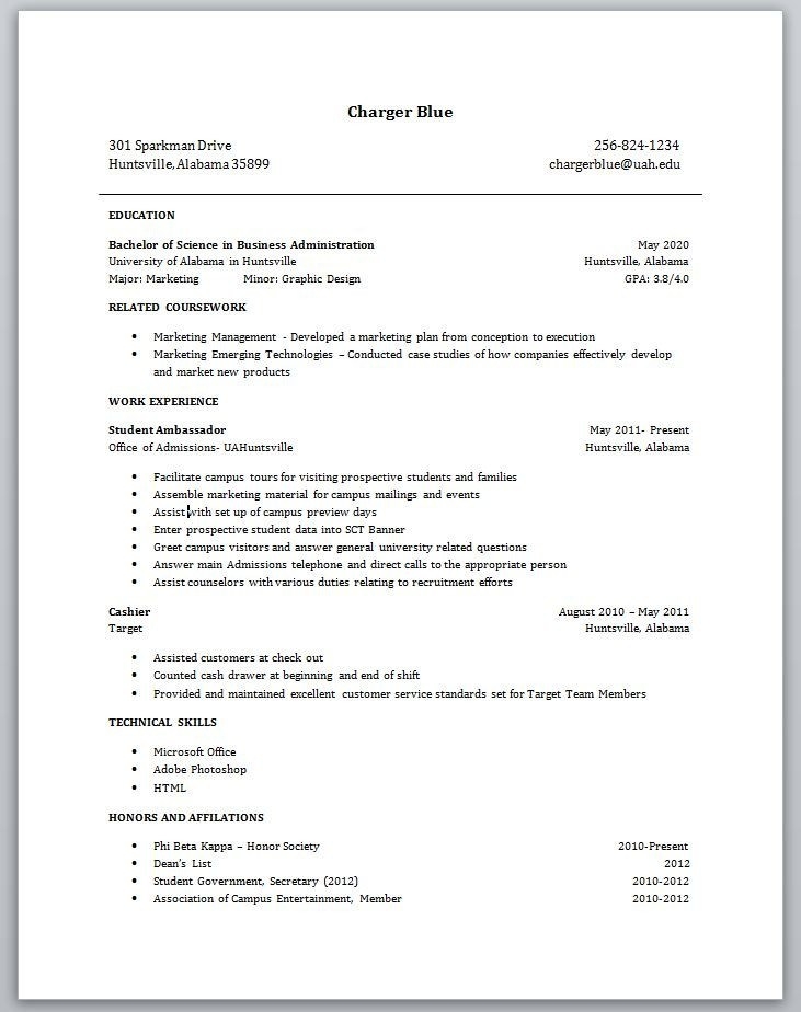 Resume For Students With No Experience Planner Template Free