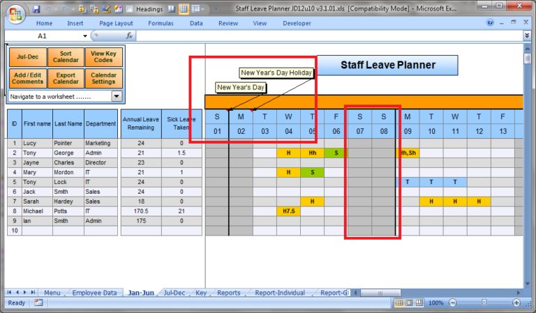 Staff Holiday Planner Template – planner template free