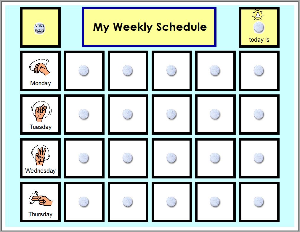 Visual Schedule Pictures For Home Planner Template Free